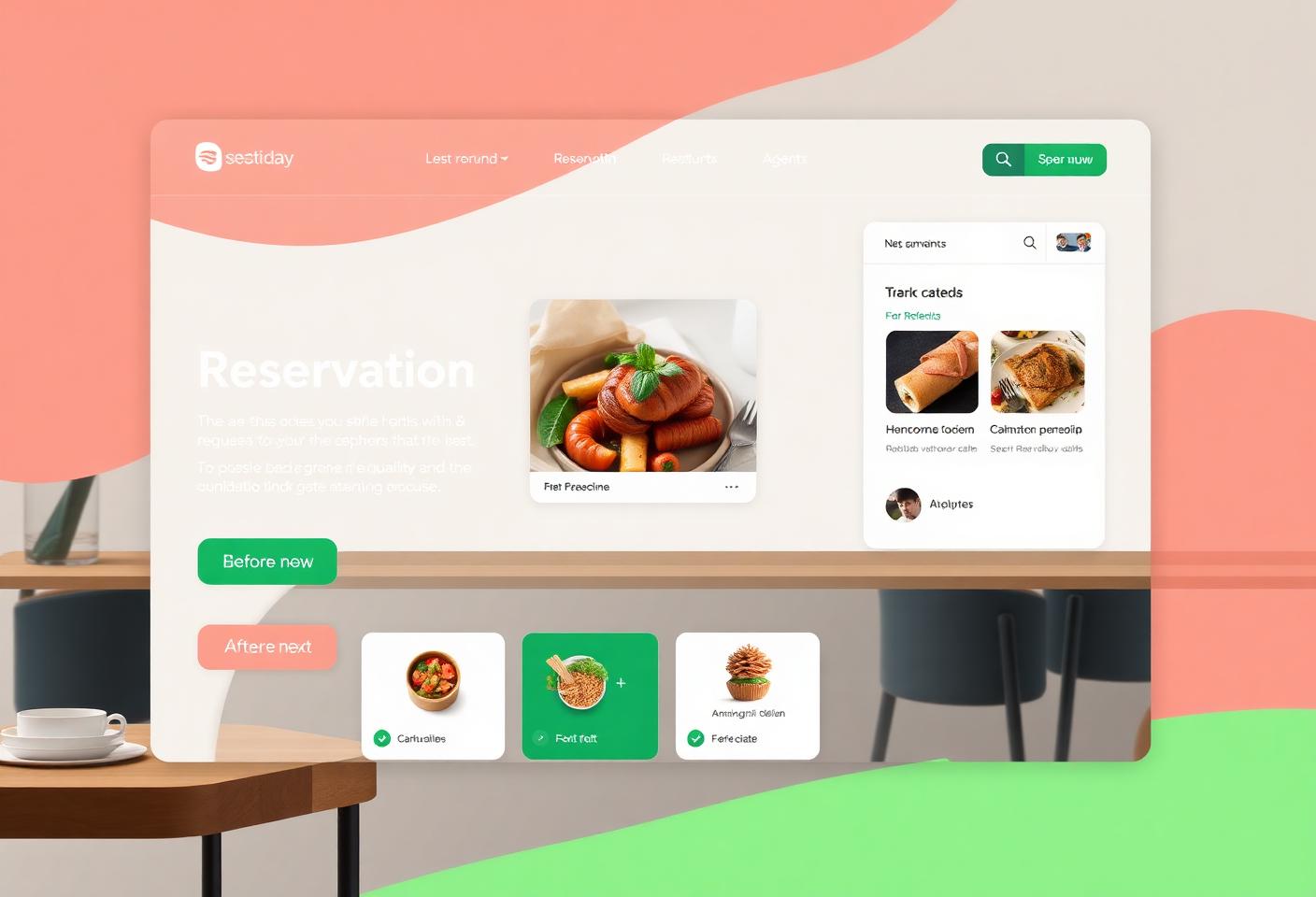 Bistro reservation landing page interface mockup