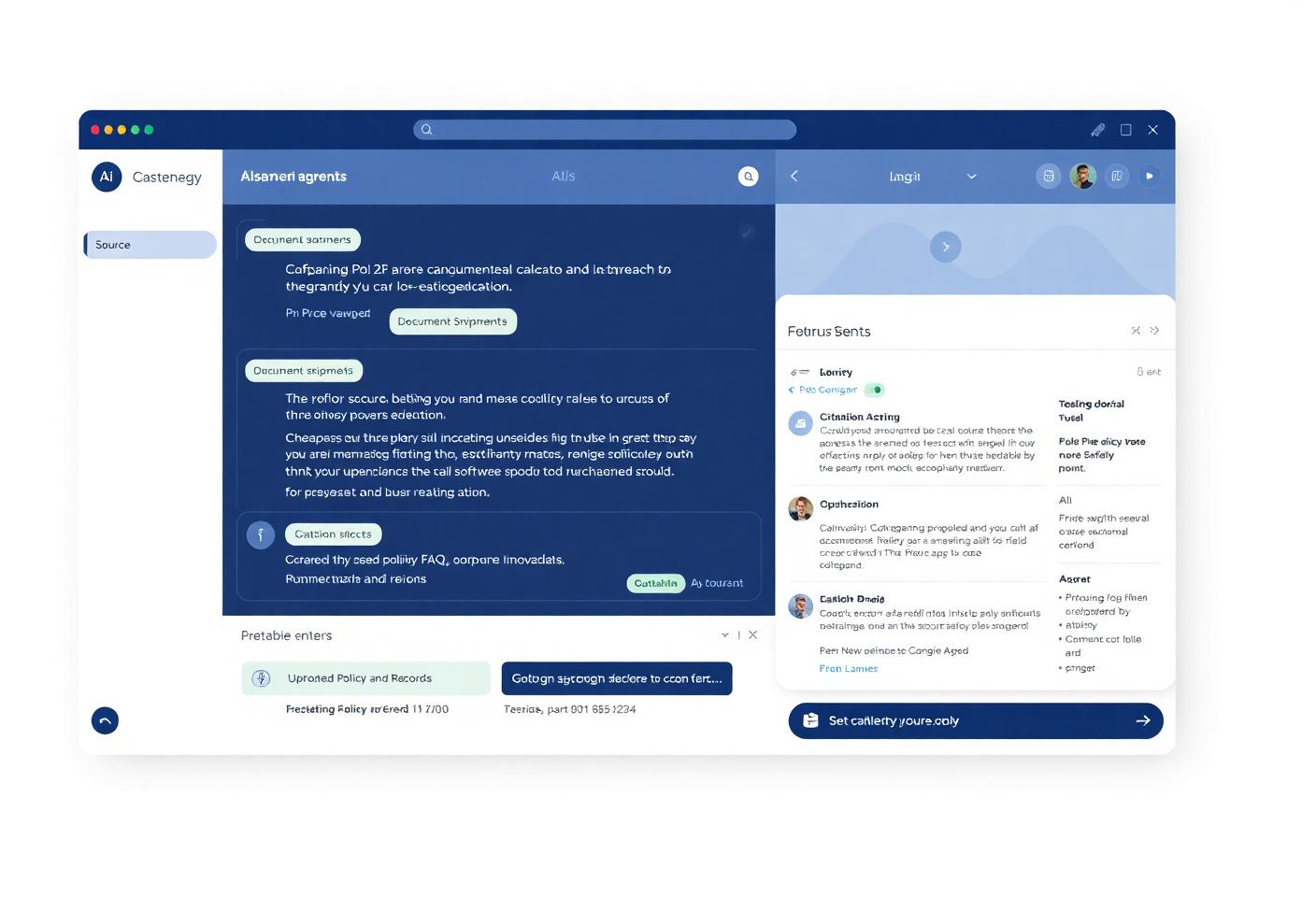 Internal AI knowledge agent interface mockup