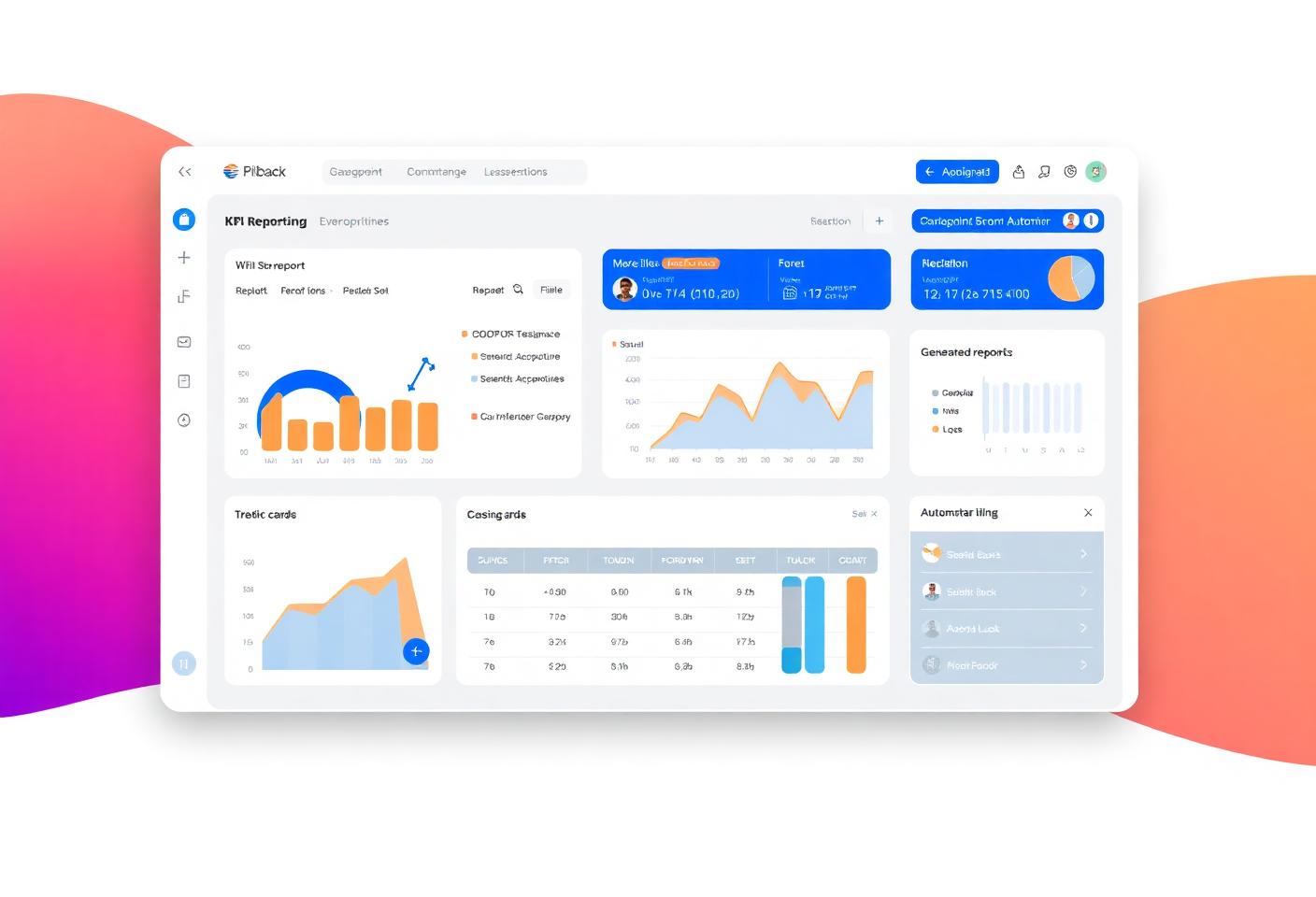 Monthly KPI reporting dashboard interface mockup