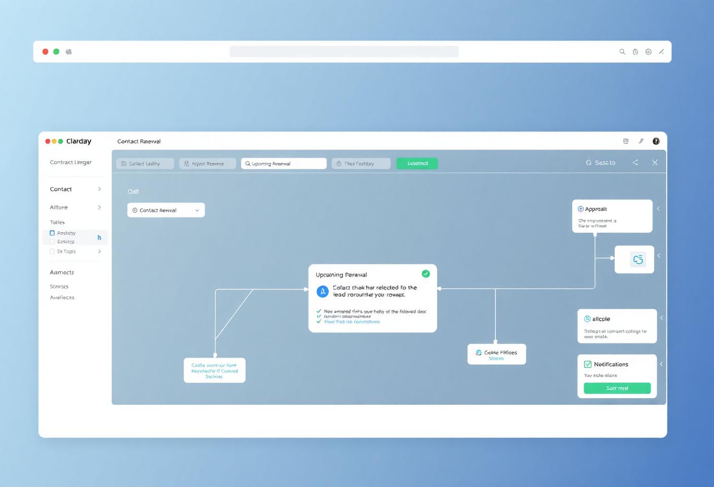 Contract renewal alerts workflow interface mockup